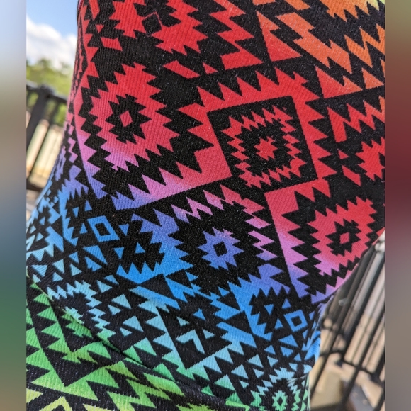 Colorful Aztec Print Ribbed T-Shirt/Mini-Dress (Rainbow of Colors) - Picture 4 of 12